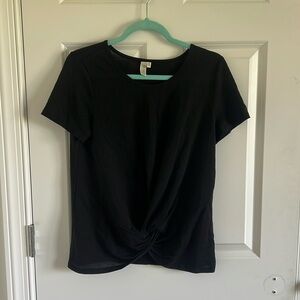 Hayden Los Angeles Black T-Shirt Size Small Gathered Hem